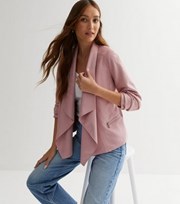 New Look Deep Pink Suedette Waterfall Jacket